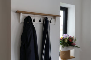 White Coat Rack handcrafted and hand painted by Oaky Homes