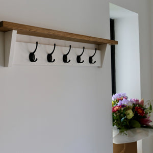 White Coat Rack handcrafted and hand painted by Oaky Homes